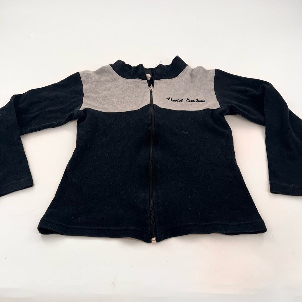 vintage Harley Davidson women's cropped long sleeve full zip small black sweater